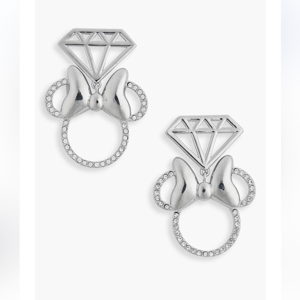 Disney X Baublebar Minnie Mouse Diamond/Silver Outline Drop Earrings